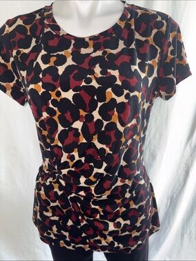 DNKY leopard print short sleeve top.